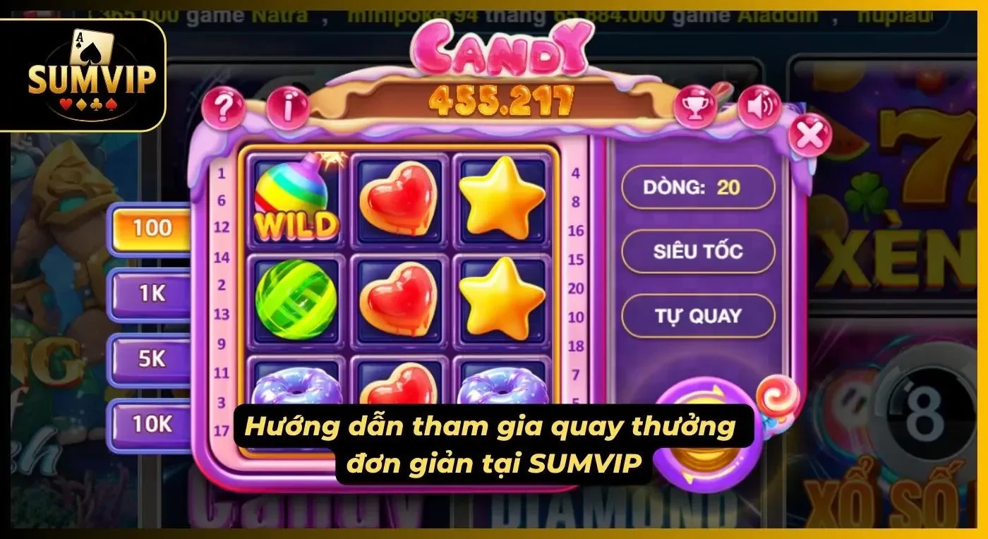 Thao tác đặt cược dễ dàng trong candy SUMVIP