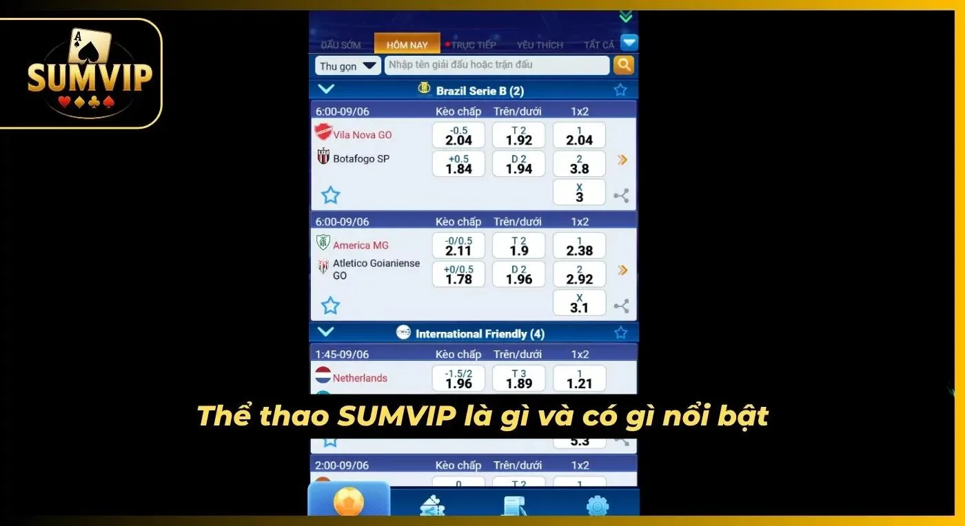 Giao diện trực quan giúp theo dõi tỷ lệ và trận đấu thuận tiện hơn