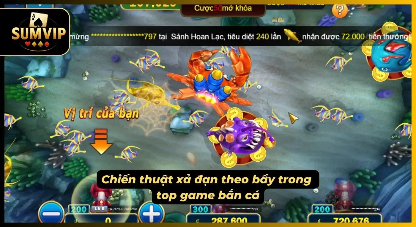 Chiêu thức xả đạn đồng loạt theo bầy trong game bắn cá