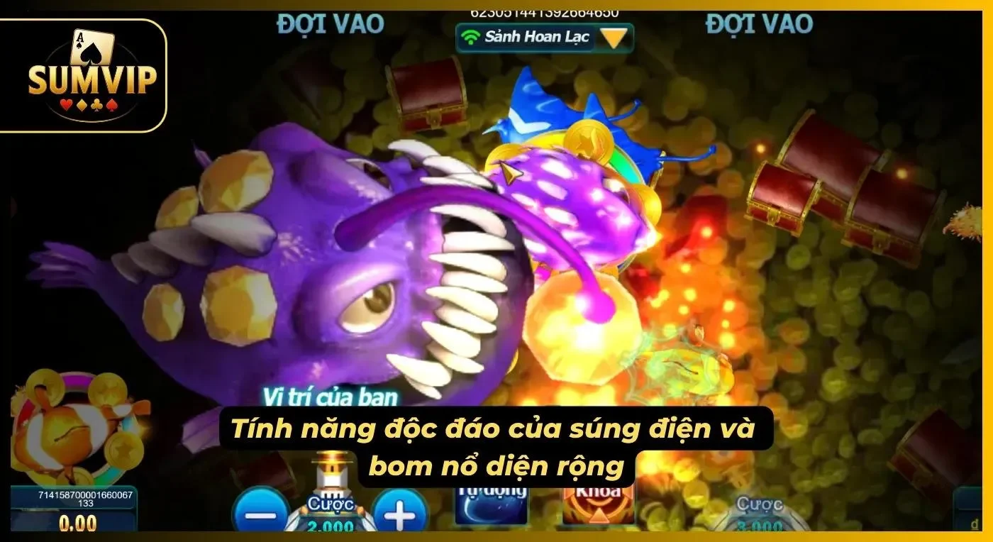 Súng điện và bom nổ là hai loại vũ khí có sát thương diện rộng tại sảnh chơi