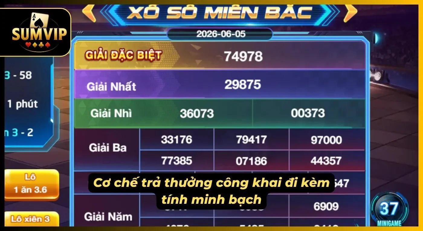 Kết quả quay số được công bố rõ ràng sau mỗi kỳ mở thưởng